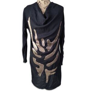 Matthew Williamson Designer Sheath Drape Front Dress Silver Sequins Blue Size 2